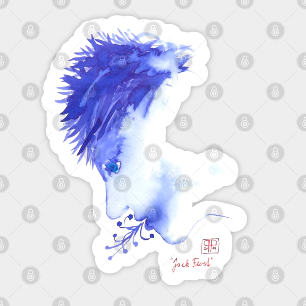 Jack frost winter blue cold face Sticker by Pragonette